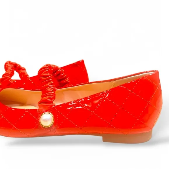 C.Paravano Red NWOT Quilted Mary Jane Flats with Pearl Detail – EU 41 / US 10.5