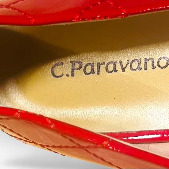 C.Paravano Red NWOT Quilted Mary Jane Flats with Pearl Detail – EU 41 / US 10.5