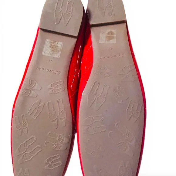 C.Paravano Red NWOT Quilted Mary Jane Flats with Pearl Detail – EU 41 / US 10.5