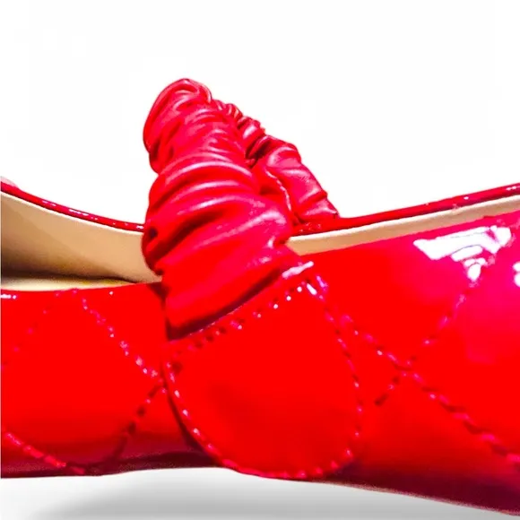 C.Paravano Red NWOT Quilted Mary Jane Flats with Pearl Detail – EU 41 / US 10.5