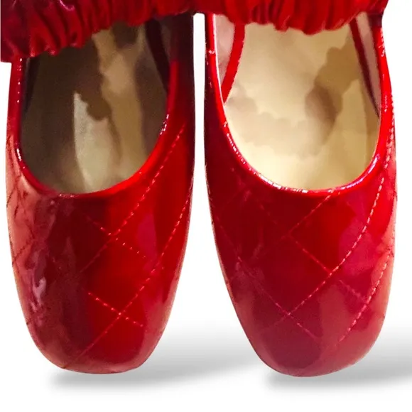 C.Paravano Red NWOT Quilted Mary Jane Flats with Pearl Detail – EU 41 / US 10.5