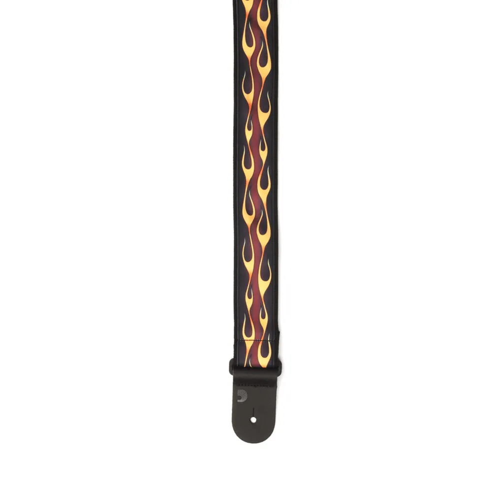 D'Addario 50F09 50mm Hot Rod Flame Guitar Strap, Red