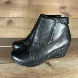 dansko romy womens size 39 shoes black leather slip on wedge ankle boots