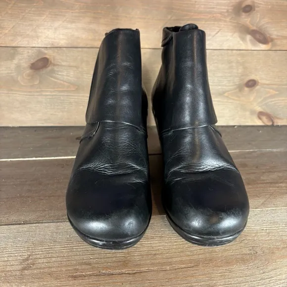 dansko romy womens size 39 shoes black leather slip on wedge ankle boots