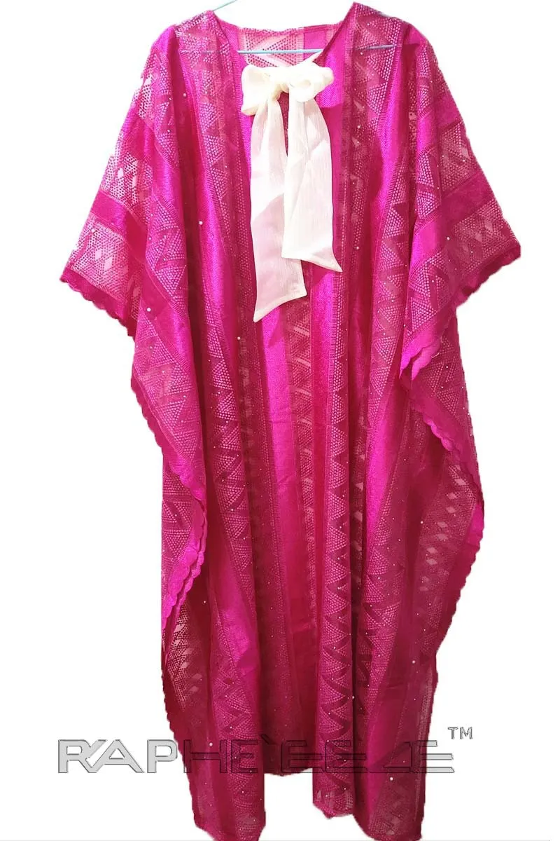 Deep Pink Caftan Cotton Maxi Lace