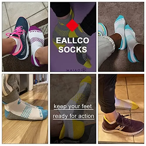 Eallco Cushioned Athletic Ankle Socks, 6 Pairs