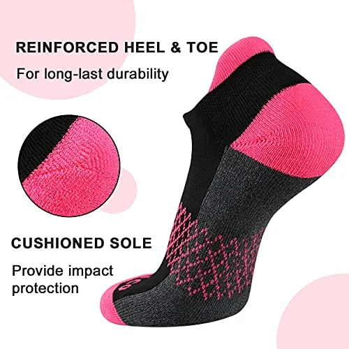 Eallco Cushioned Athletic Ankle Socks, 6 Pairs