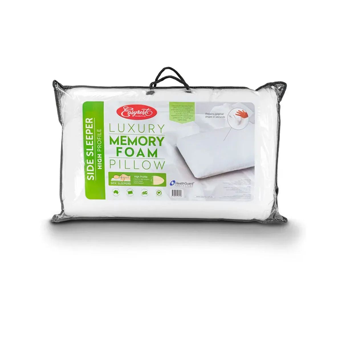 Easyrest Side Sleeper High Profile Luxury Memory Foam Pillow 65 x 40   12cm BONUS removable Cover