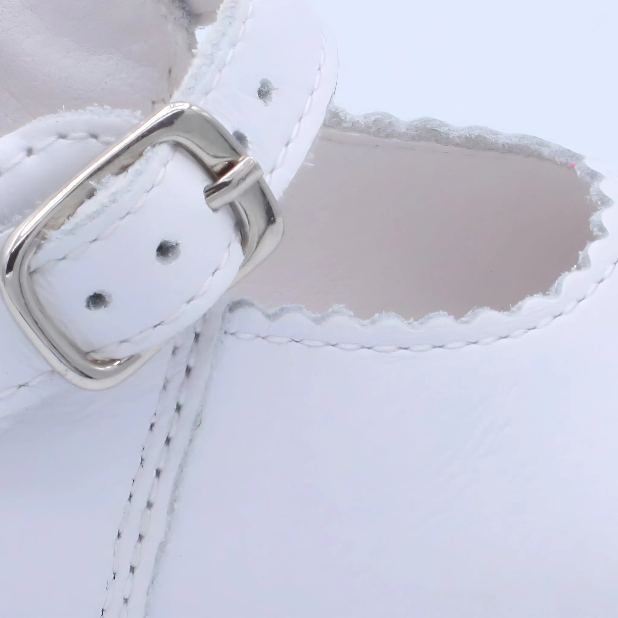 'Ella' Girls White Leather Bar Shoes