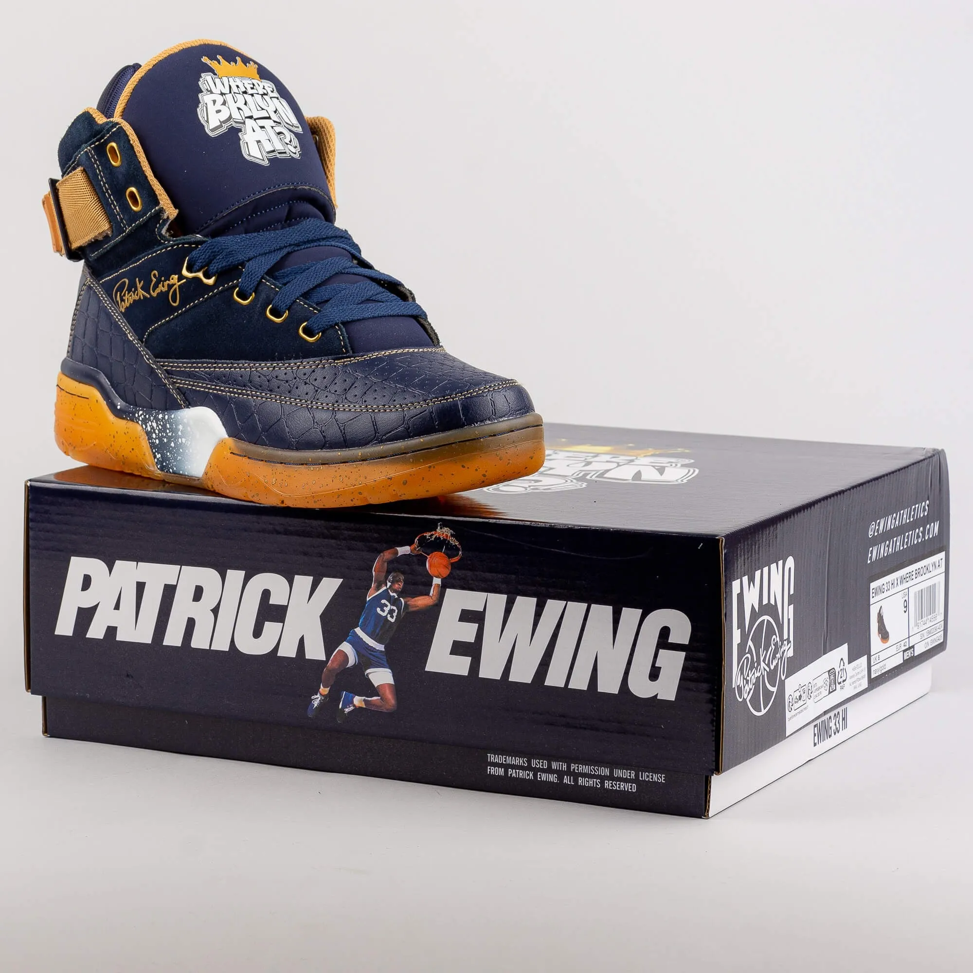Ewing Athletics 33 HI x Where Brooklyn At navy/gold