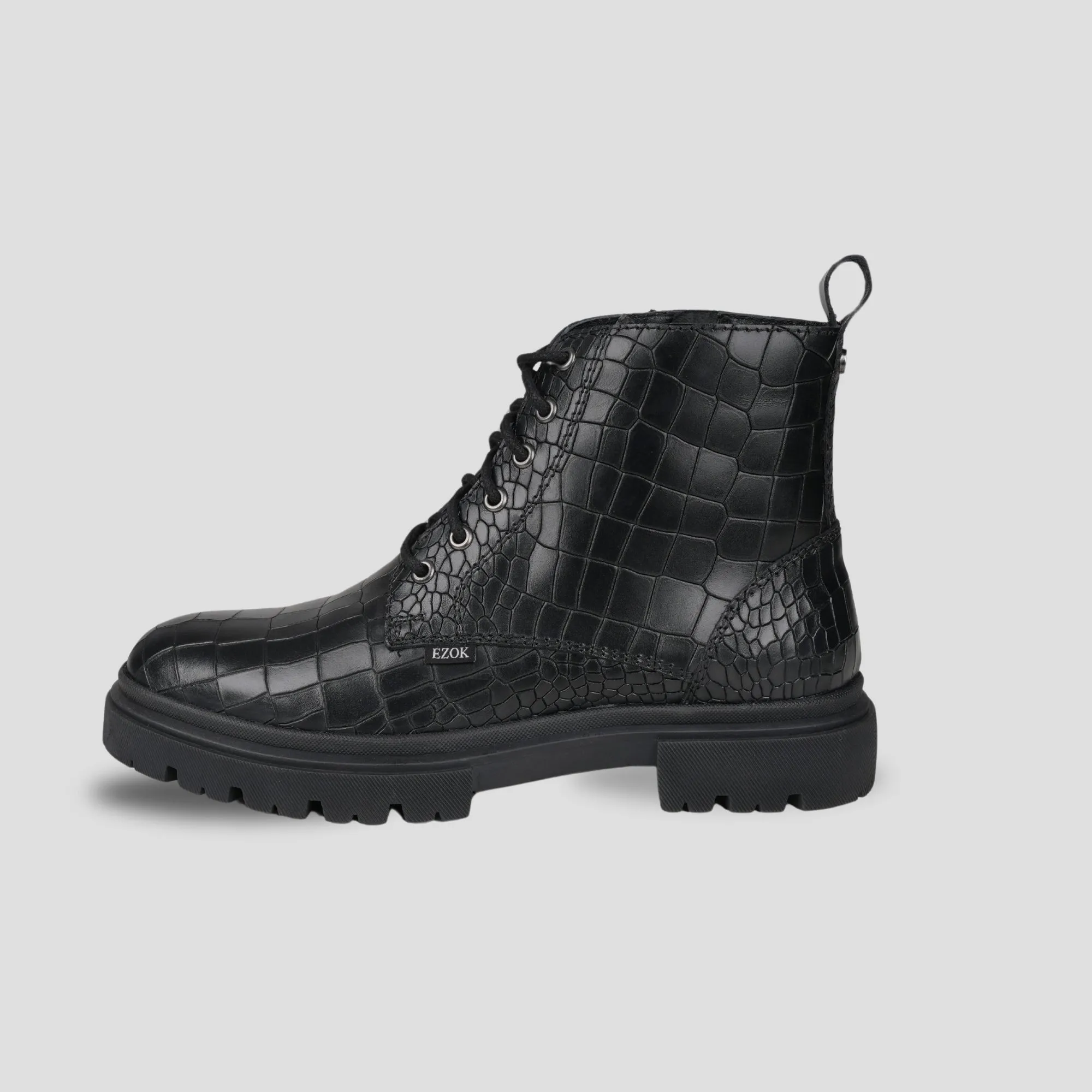 Ezok Leather Ankle Lace Up Boots For Men