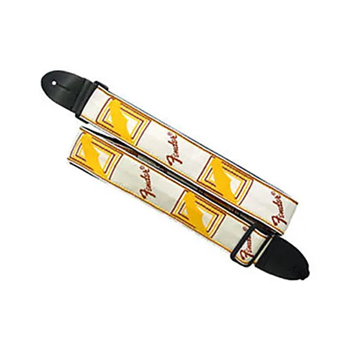 Fender 2 Inch Monogrammed Strap, White/Brown/Yellow
