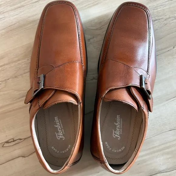 Florsheim Boys' Reveal Monk Jr Strap Cognac Leather Dress Shoes 16541-221 Sz: 7M
