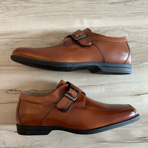 Florsheim Boys' Reveal Monk Jr Strap Cognac Leather Dress Shoes 16541-221 Sz: 7M