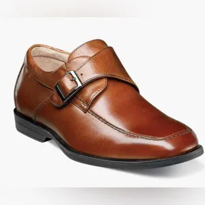 Florsheim Boys' Reveal Monk Jr Strap Cognac Leather Dress Shoes 16541-221 Sz: 7M