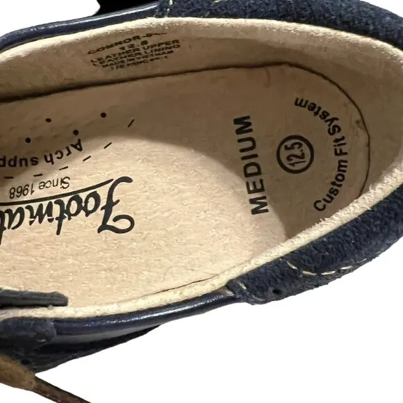 Footmates Sz 12.5 Navy Blue Leather Saddle Oxford Shoes