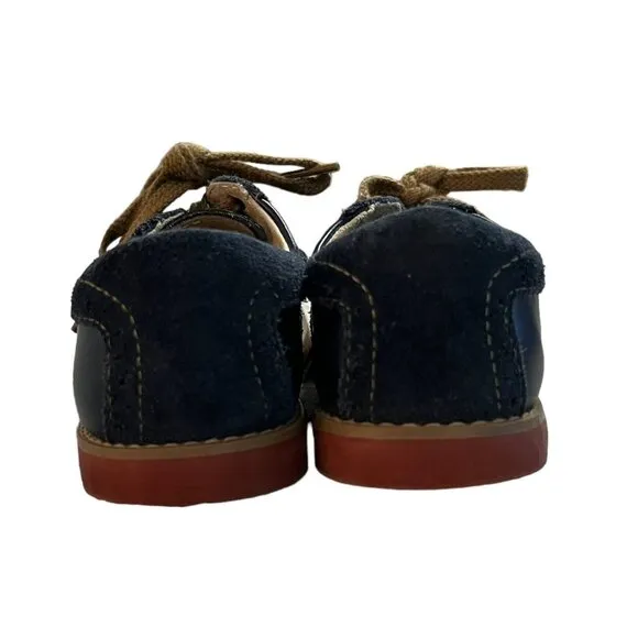 Footmates Sz 12.5 Navy Blue Leather Saddle Oxford Shoes
