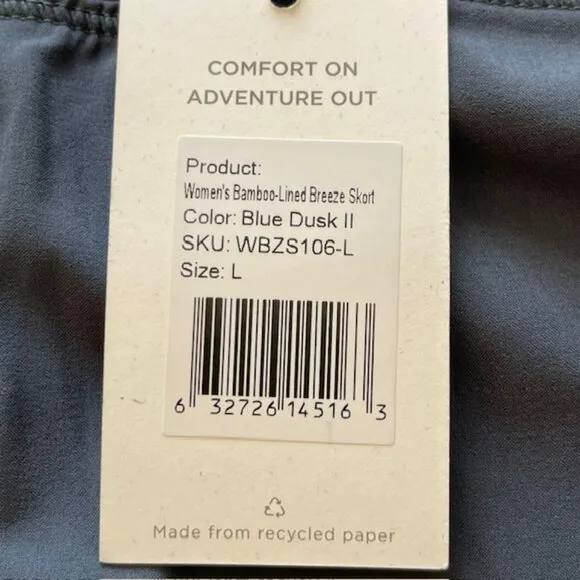 Free Fly Women's Bamboo-Lined Active Breeze Skort UPF Sun Protection Large NWT