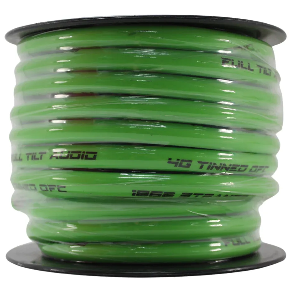 FULL TILT AUDIO 4 GAUGE OFC | 50FT SPOOL 4GA COPPER TINNED POWER / GROUND CABLE