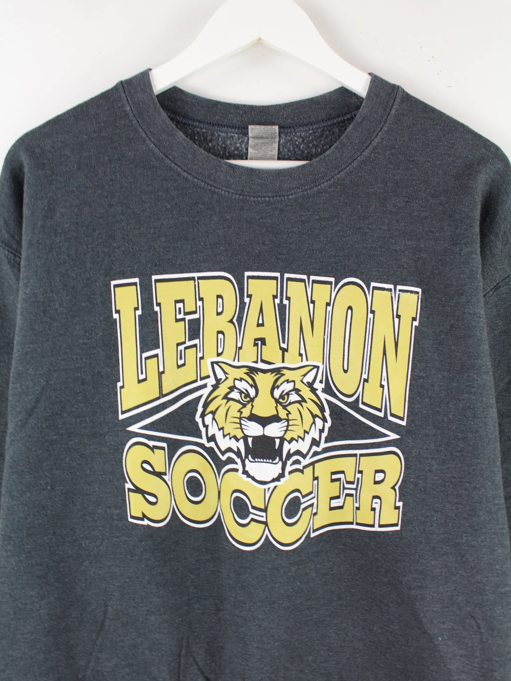 Gildan Lebanon Soccer Print Sweater Grau M