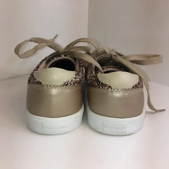 Girls US 1 Elephantito Gold Glitter Sneakers
