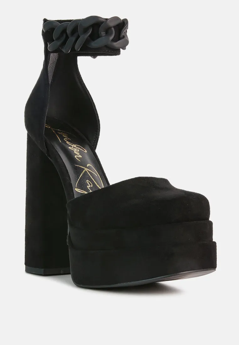Golden Hour Showstopper Chain Embellished High Platform Sandals By Ruw