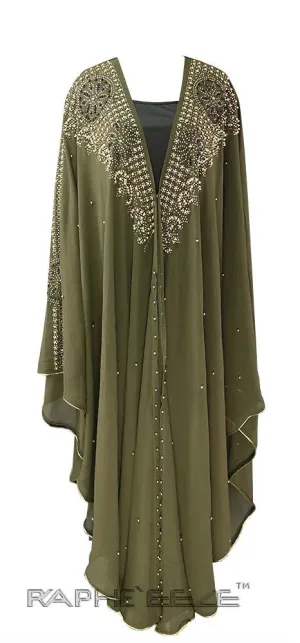 Gray Muslim Religious Caftan Floor Length Maxi
