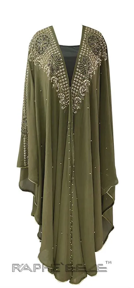 Gray Muslim Religious Caftan Floor Length Maxi