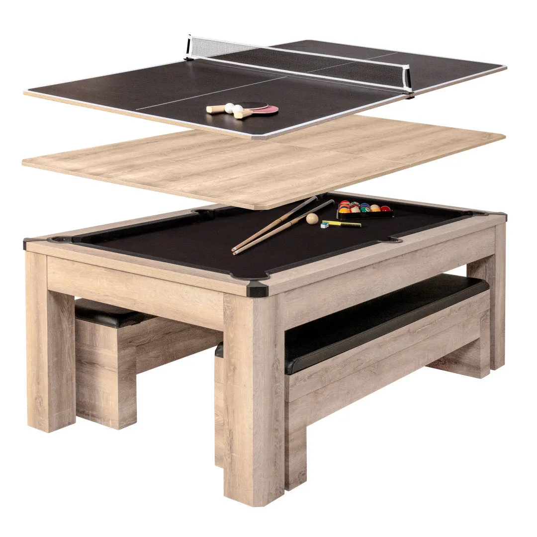 Hampton 3-in-1 Combination Table Includes Billiards, Table Tennis, & Dining Table American Legend Finish: Tan