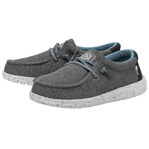 HEY DUDE BOY'S WALLY YOUTH SOX SHARKSKIN SIZE 13 | BOY’S SHOES | BOY'S LACE UP