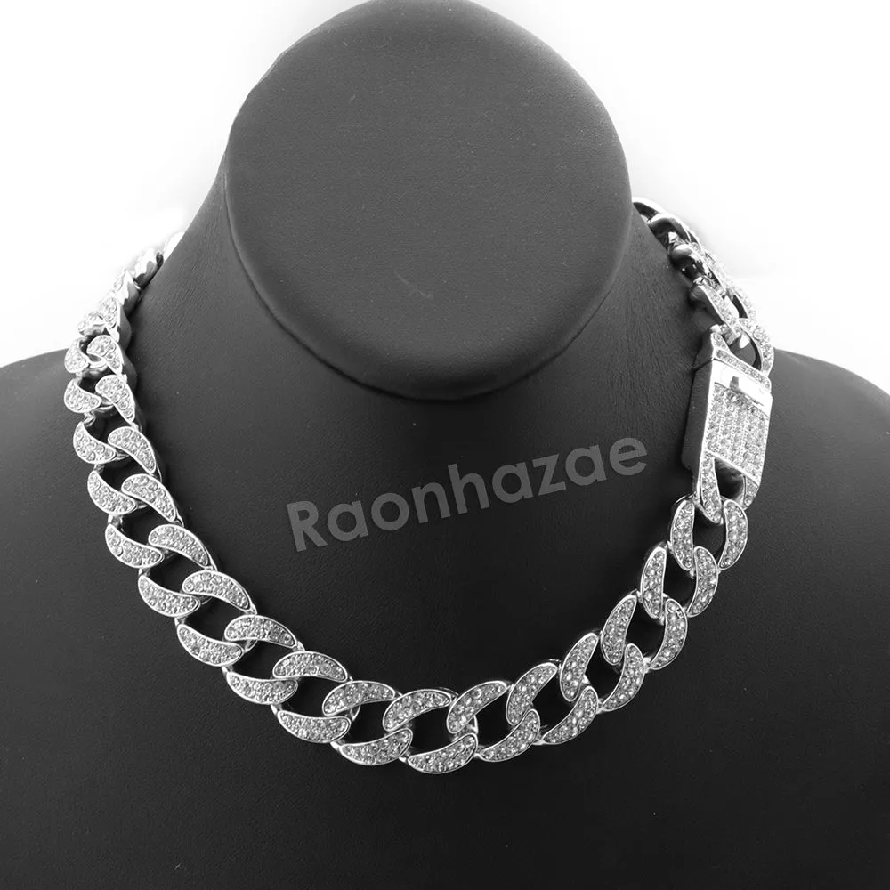 Hip Hop Quavo PRAYING HANDS Miami Cuban Choker Tennis Chain Necklace L05