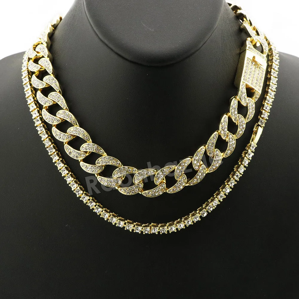 Hip Hop Quavo PRAYING HANDS Miami Cuban Choker Tennis Chain Necklace L05