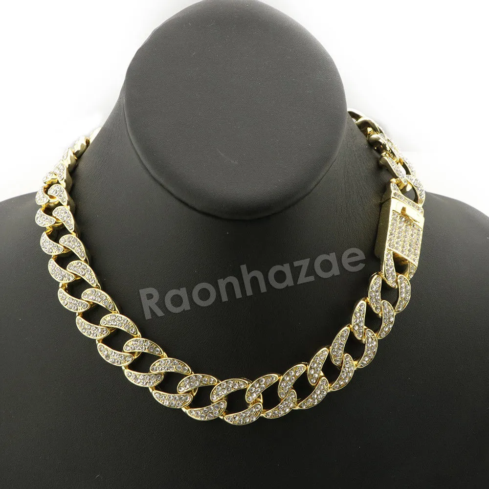 Hip Hop Quavo PRAYING HANDS Miami Cuban Choker Tennis Chain Necklace L05