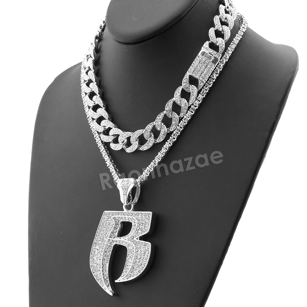 Hip Hop Quavo RUFF RYDERS Miami Cuban Choker Tennis Chain Necklace L17