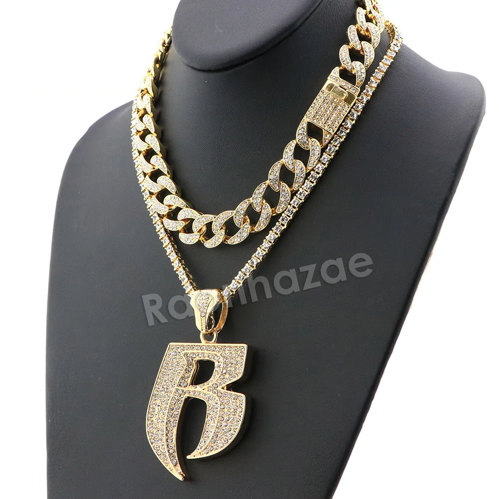 Hip Hop Quavo RUFF RYDERS Miami Cuban Choker Tennis Chain Necklace L17