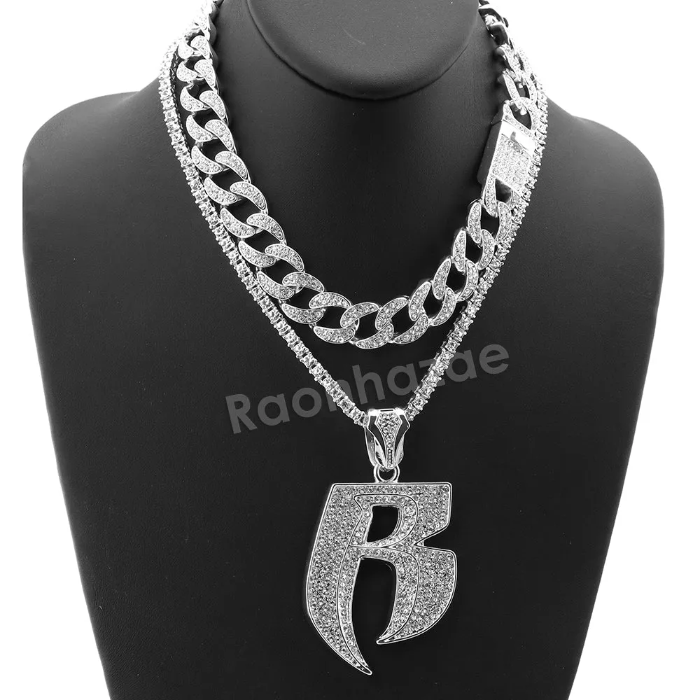 Hip Hop Quavo RUFF RYDERS Miami Cuban Choker Tennis Chain Necklace L17