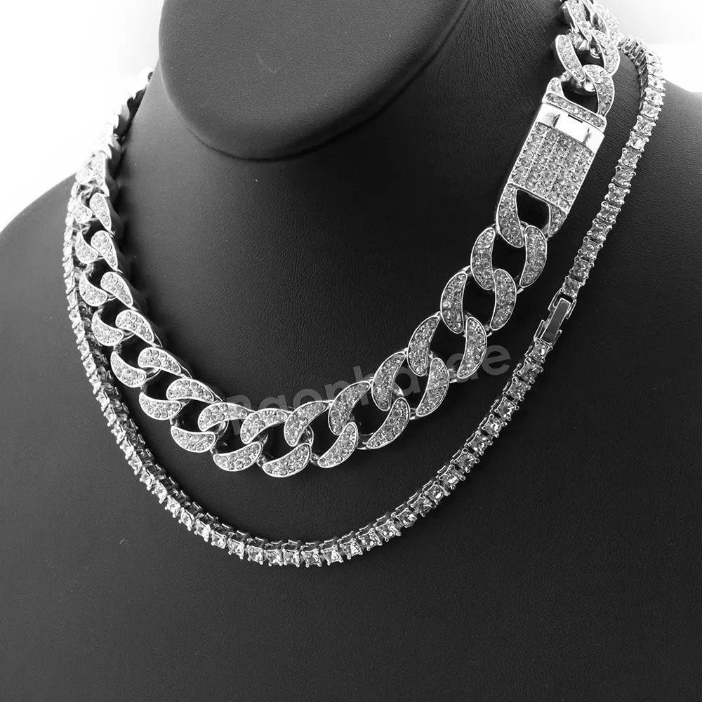 Hip Hop Quavo RUFF RYDERS Miami Cuban Choker Tennis Chain Necklace L17