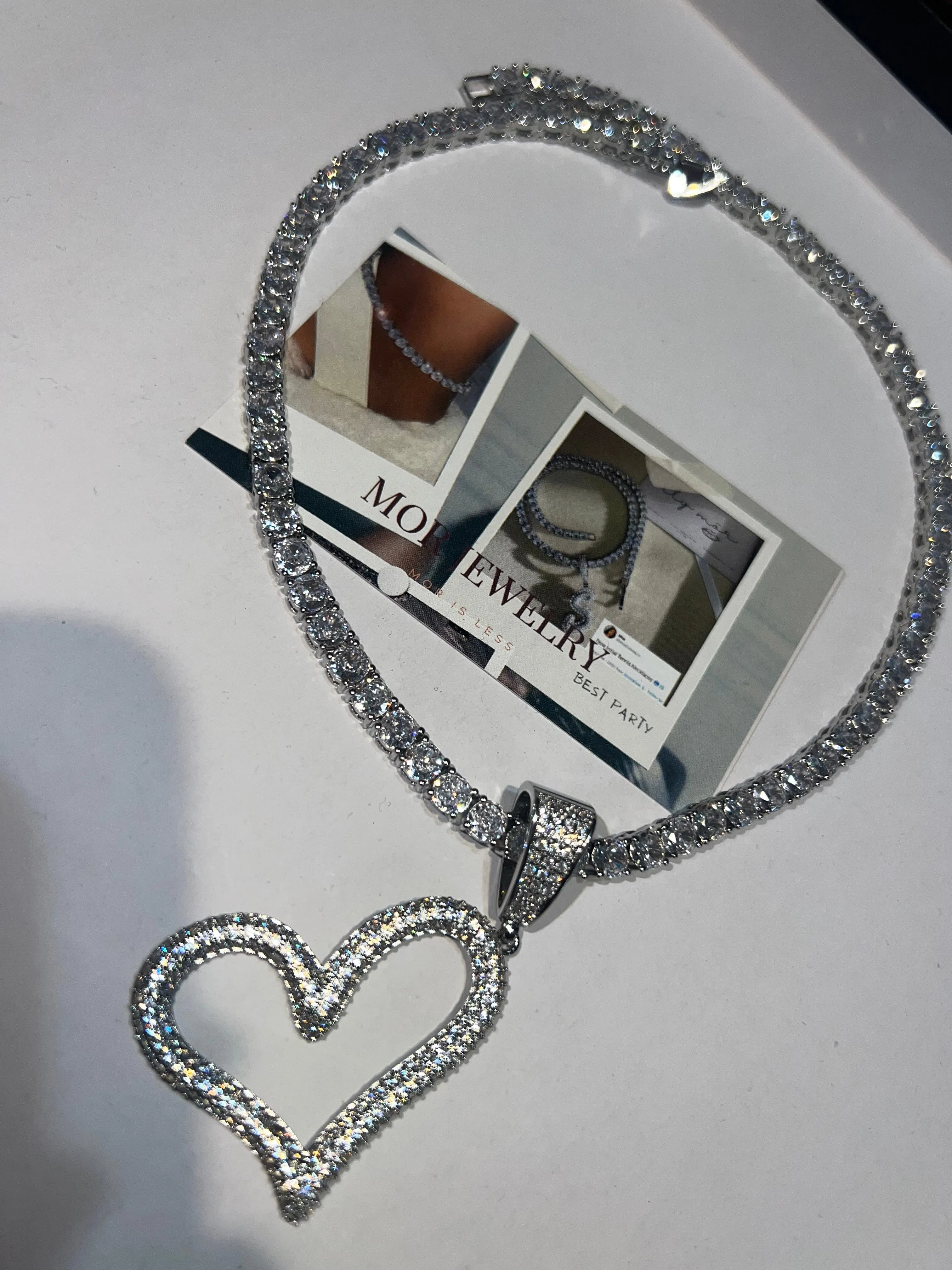 Hollow Heart Tennis Necklace