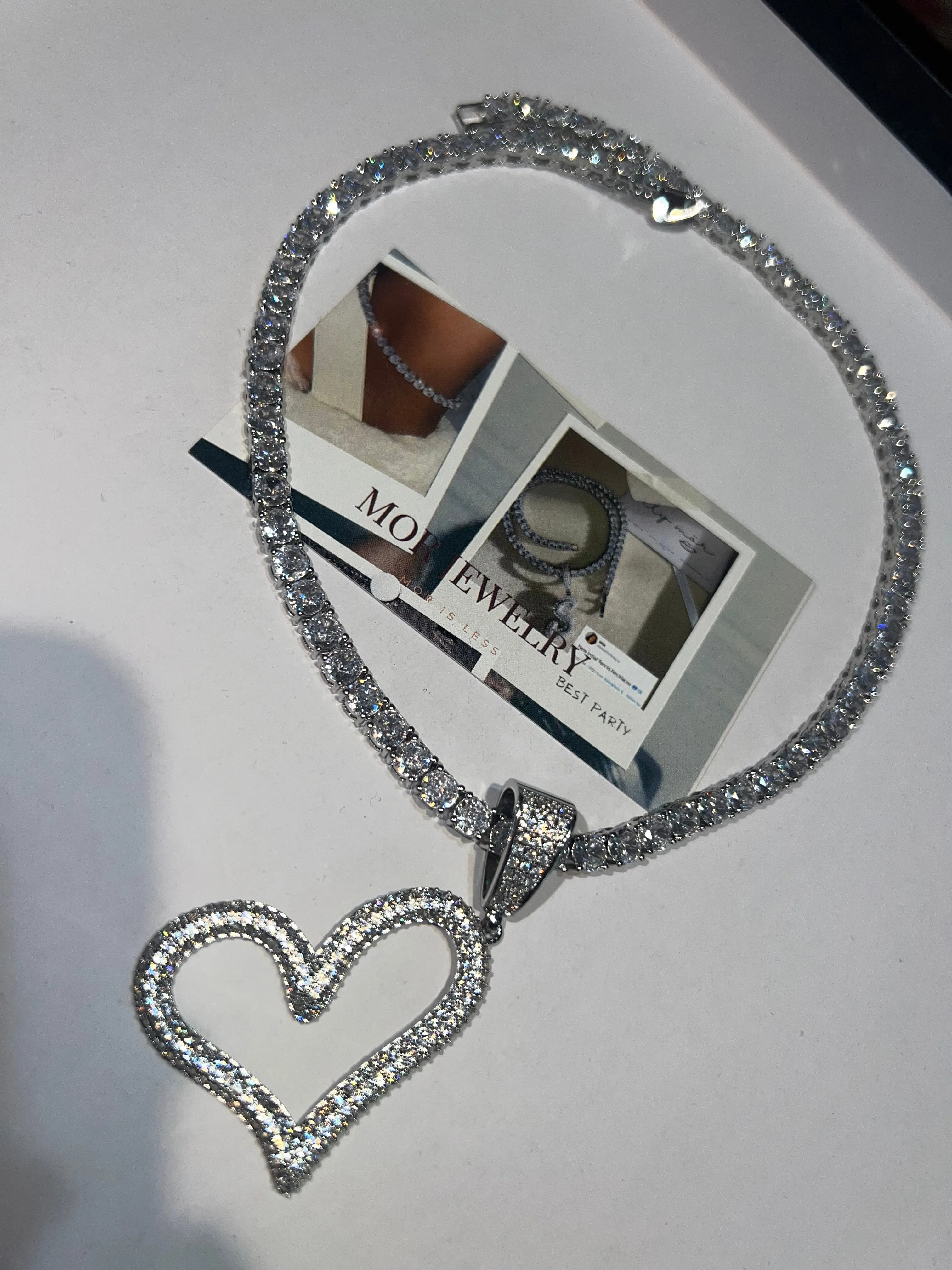 Hollow Heart Tennis Necklace