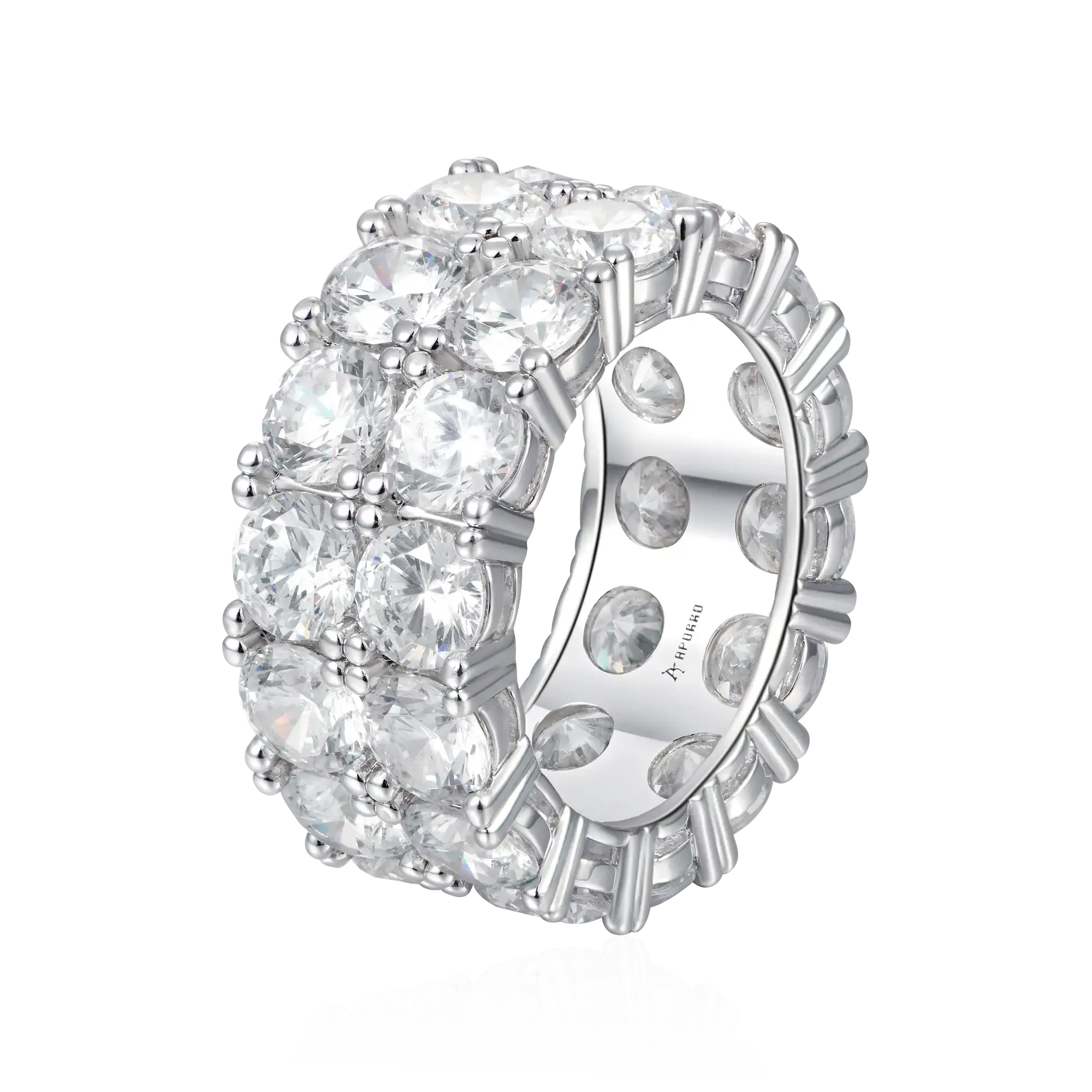 Iced Double Row Tennis Ring - 10mm