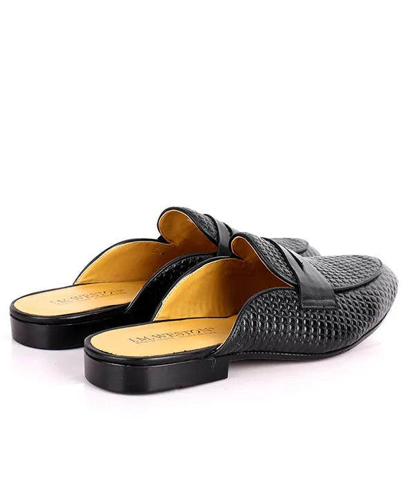 J. M Weston Square Dotted Plain Mule | Black