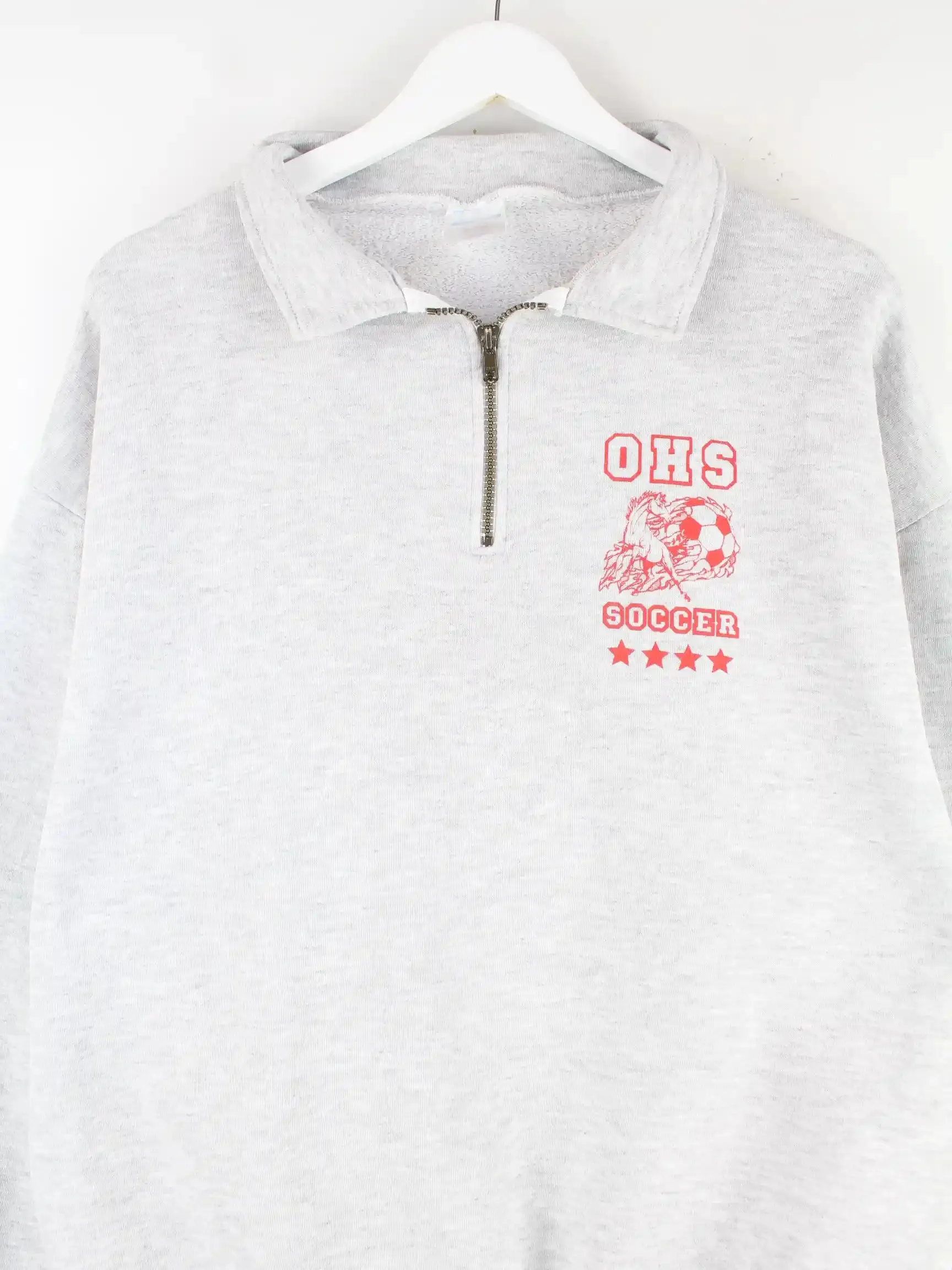 Jerzees 00s OHS Soccer Print Half Zip Sweater Grau XL