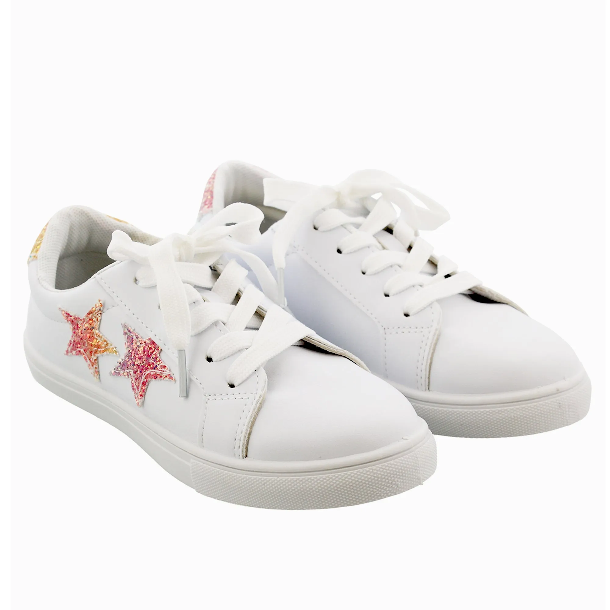 Kensie Girl Low Top Sneaker Casual Lace Up Shoes, Glittery  Stars