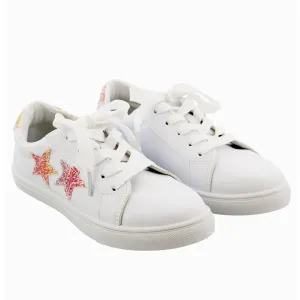 Kensie Girl Low Top Sneaker Casual Lace Up Shoes, Glittery  Stars