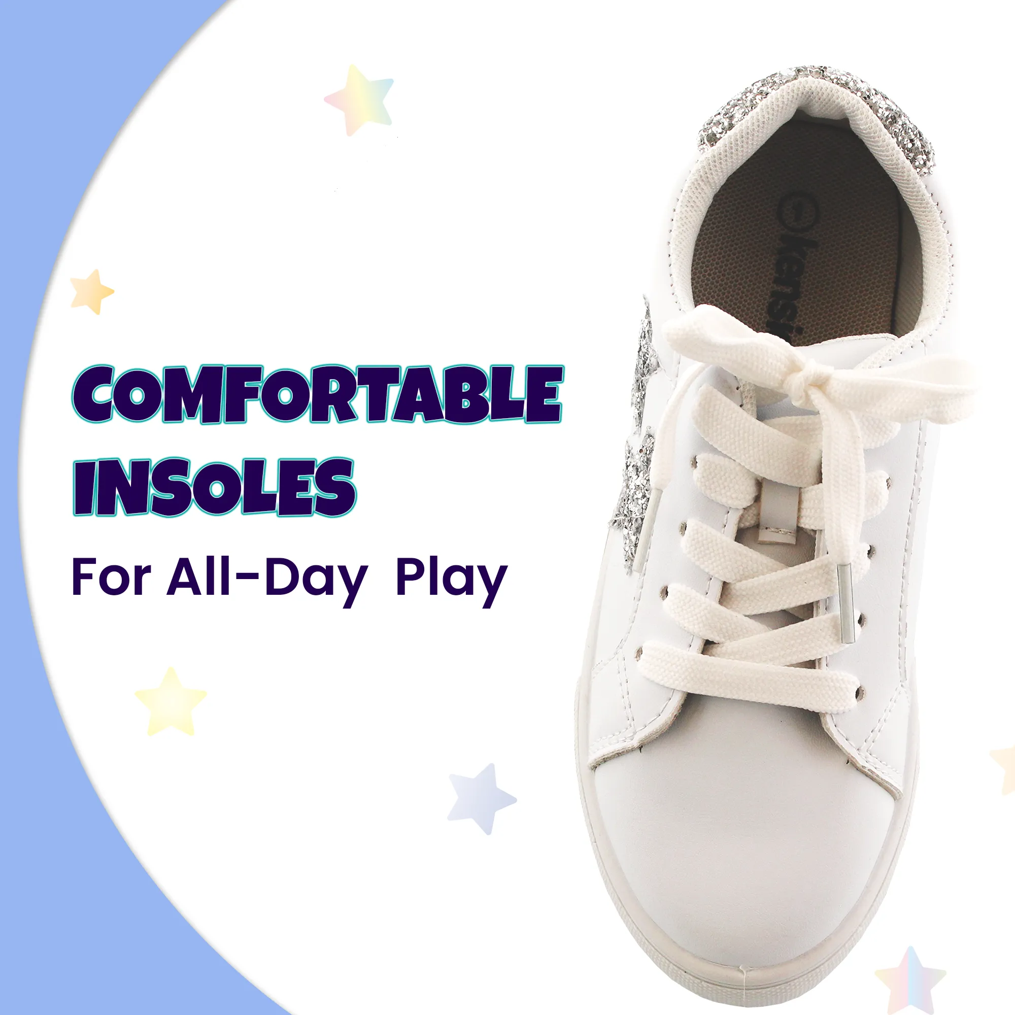 Kensie Girl Low Top Sneaker Casual Lace Up Shoes, Glittery  Stars