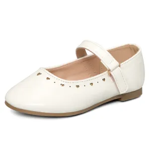 Kids Dress Shoes-Hollow Heart White Mary Jane Shoes