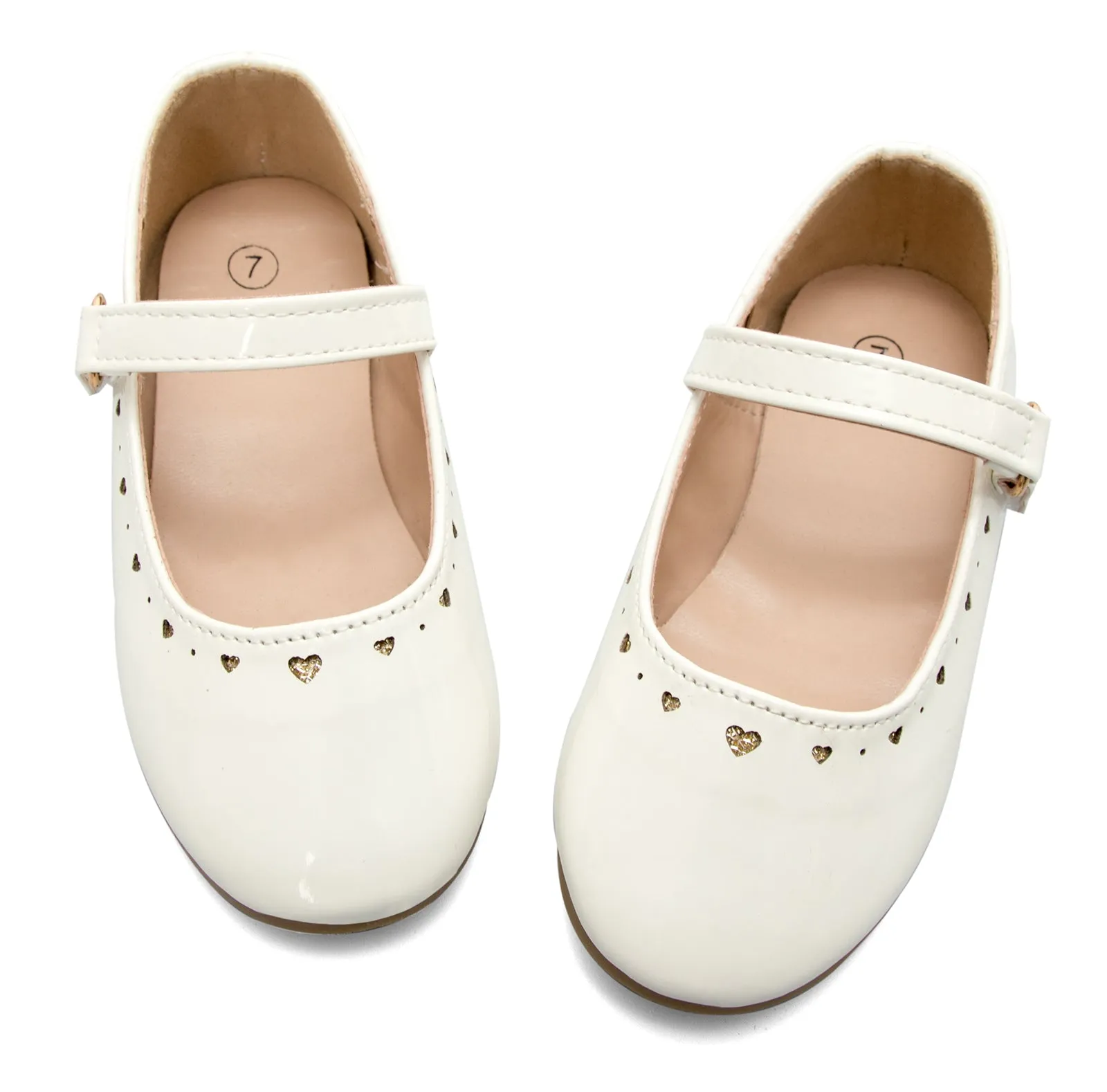 Kids Dress Shoes-Hollow Heart White Mary Jane Shoes