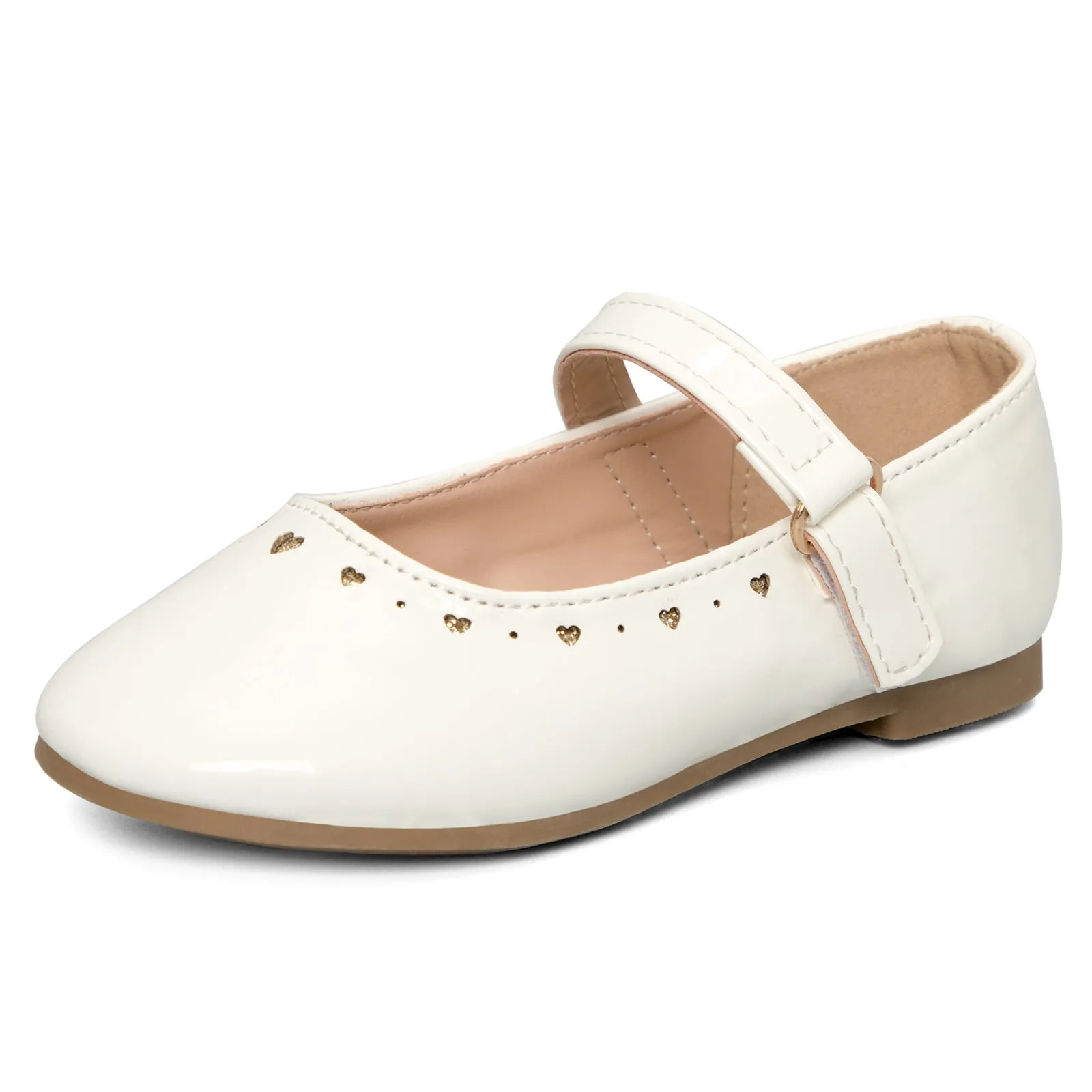 Kids Dress Shoes-Hollow Heart White Mary Jane Shoes