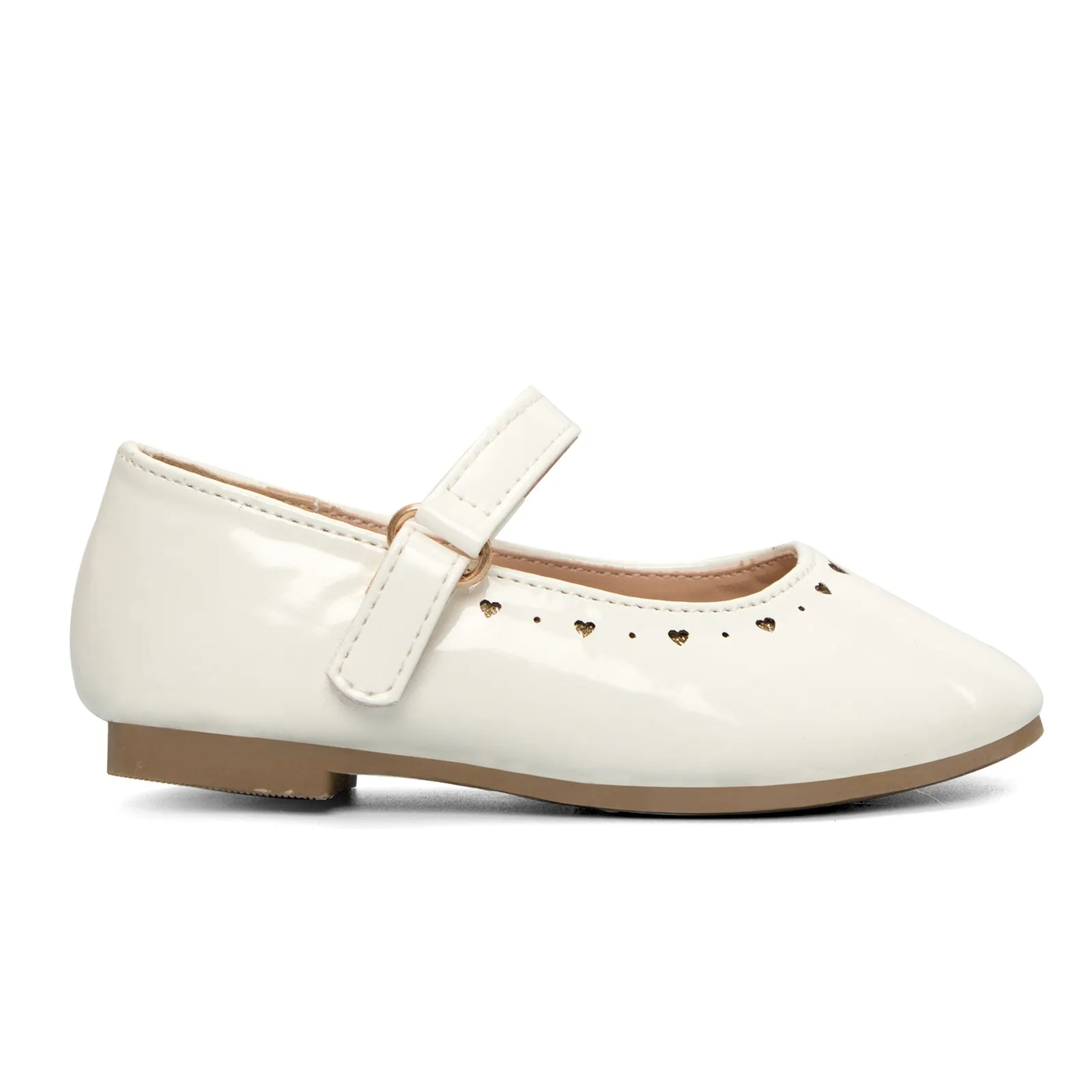 Kids Dress Shoes-Hollow Heart White Mary Jane Shoes