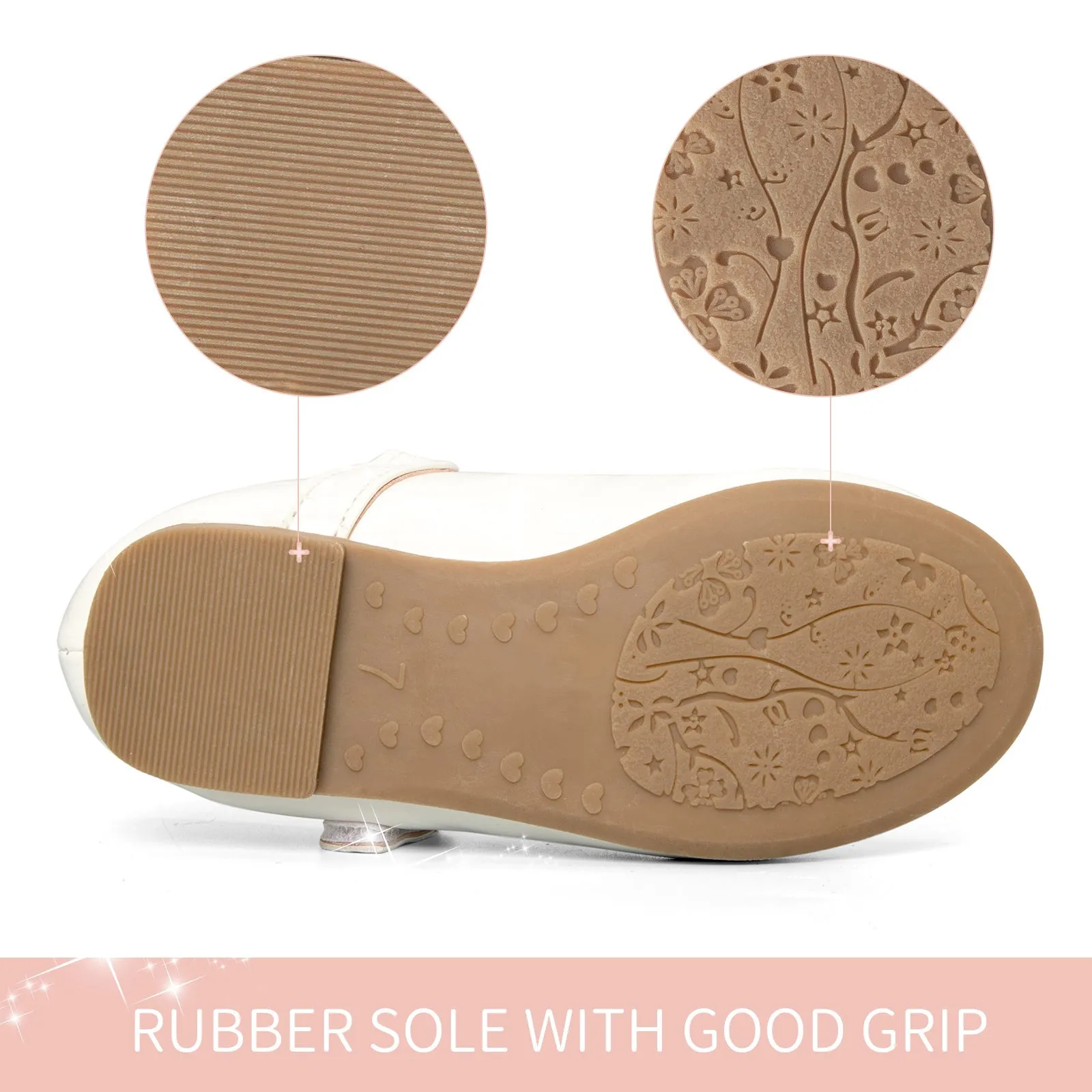 Kids Dress Shoes-Hollow Heart White Mary Jane Shoes
